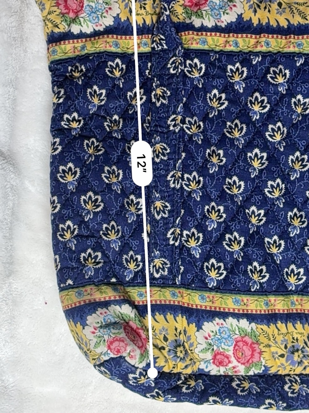 Vera Bradley Maison Blue Vintage Zippered Villager Medium Tote Bag - Picture 12 of 12